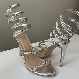 Wrap up rhinestone heels